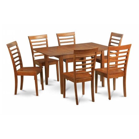 East West Furniture 7 Piece Dinette Set-Small Dining Tables With 6 Dining Chairs MILA7-SBR-W